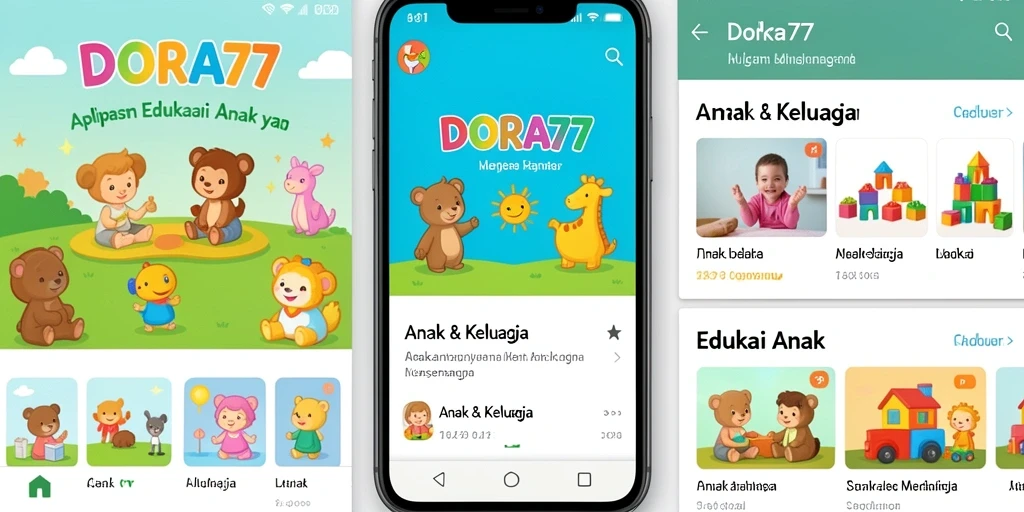 Tampilan antarmuka edukasi DORA77 yang menarik bagi anak.