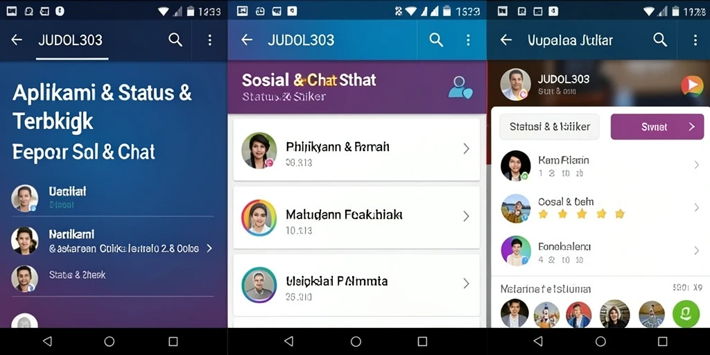 Tampilan antarmuka JUDOL303 dengan beragam stiker dan status.