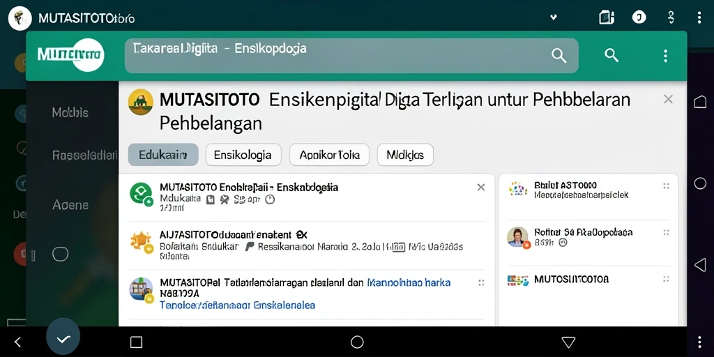 Tampilan antarmuka aplikasi Ensiklopedia MUTASITOTO yang menarik dan informatif.