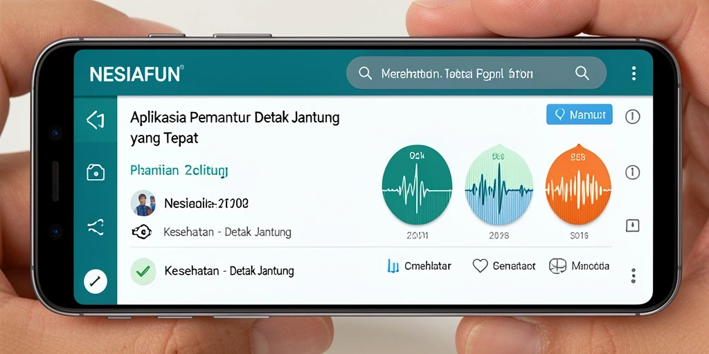Antarmuka aplikasi NESIAFUN untuk pemantauan detak jantung.