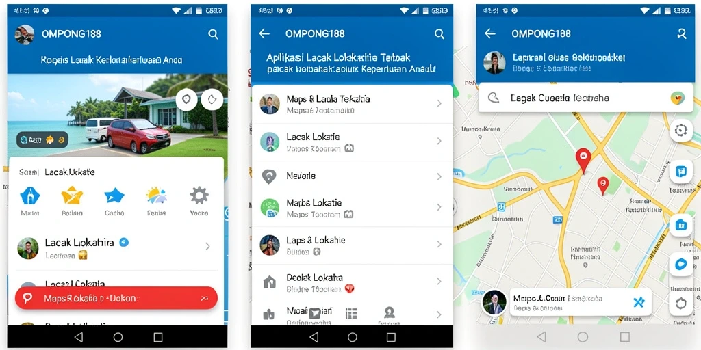 Antarmuka aplikasi OMPONG188 yang menampilkan fitur lacak lokasi.