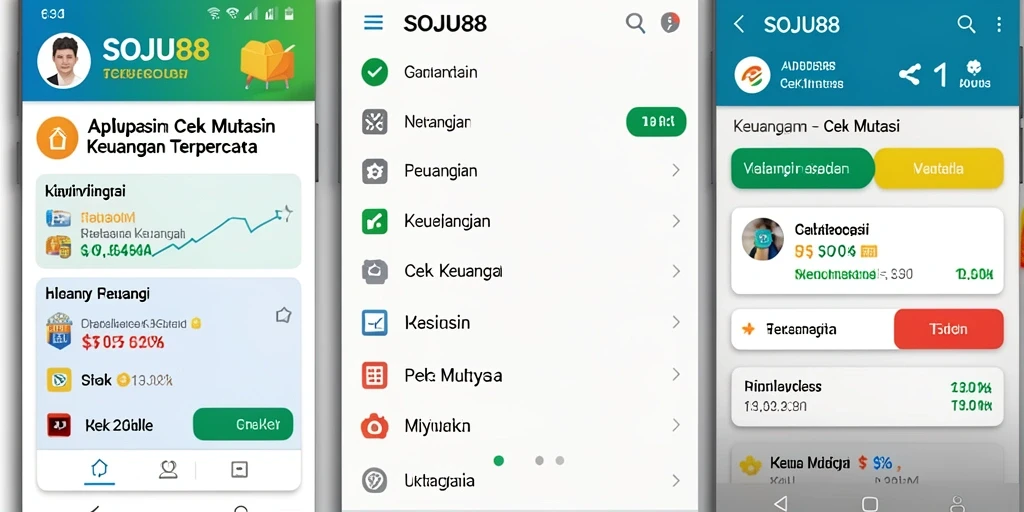 Antarmuka aplikasi SOJU88 yang menunjukkan fitur Cek Mutasi.